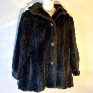 Martinique SZ10 Brownish Black Fur Vintage Car Coat Jacket Chic Gift Old Glamour